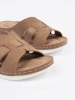 Comfortable flip-flops on low heels beige