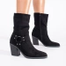 Black Suede Block Heel Ankle Boots