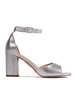 Silver Block Heel Sandals