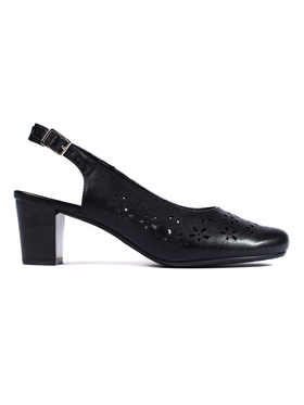 Lace-Patterned Black Pumps