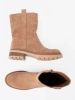 Minimalist Camel Ankle Boots in Soft Suede