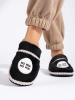 Black fluffy slippers