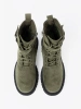 Dark green worker boots with thick sole and lacing