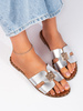 Shiny Silver Slide Sandals
