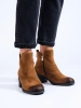 Brown ankle boots with low block heel by Vinceza