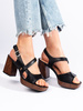 Chic Black Block Heel Sandals by Sergio Leone