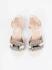 Women's white sandals on a medium block heel