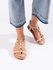 Beige Flat Sandals with Embellishments