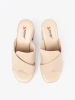 Beige block heel mules