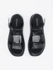 Elegant black leather platform sandals
