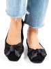 Suede Ballet Flats with Bow in Black