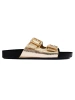 Gold sandals with decorative buckles