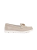 Beige Leather Chain Platform Loafers