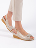 Beige Low Wedge Espadrille Sandals