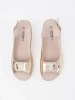 Gold low wedge sandals