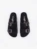 Black women's leather slides