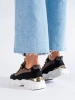 Sneakersy damskie  czarne ze wzorem