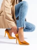 Orange High Heel Metallic Pumps