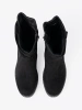 Black women's ankle boots with decorative ruching