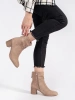 Beige Suede Ankle Boots with Ruched Upper