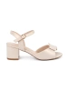 Women's block heel sandals with open back in light beige