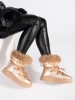 Golden Snow Boots with Faux Fur and Chunky Soles