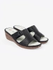 Black wedge mules with cutouts