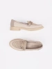 Jasnobeżowe mokasyny ze skórzaną wkładką