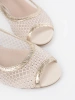 Gold sandals with decorative mesh