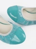 Blue ballet flats with a white mesh
