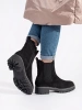 Black Suede Ankle Boots with Stretch Panel