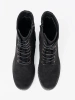 Black lace-up worker boots with thick sole