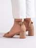 Suede Beige Block Heel Sandals