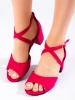 Pink Suede Block Heel Sandals - Potocki Collection