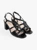 Czarne sandały damskie na obcasie