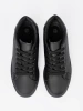 Black matte finish sneakers with lacing