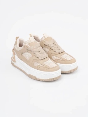 Sneakersy damskie z koronką beżowe