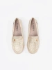 Gold Perforated Loafers with Gold Detail