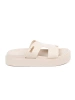 Light beige women's platform slides