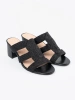 Black woven heeled sandals