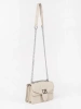 Light Beige Small Shoulder Bag with Silver Chain