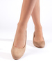Beige Suede Heeled Pumps