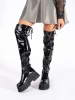 Black Patent Over-the-Knee Boots on Platform