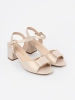 Women's block heel sandals with open back in light beige