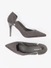 Grey Suede Pumps with Transparent Inserts