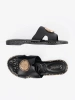 Black slides with gold embellishment