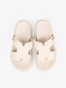 Light beige women's platform slides