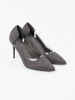 Grey Suede Pumps with Transparent Inserts