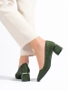 Vinceza Low Block Heel Pumps in Green