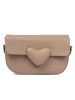 Beige Crossbody Bag with Heart